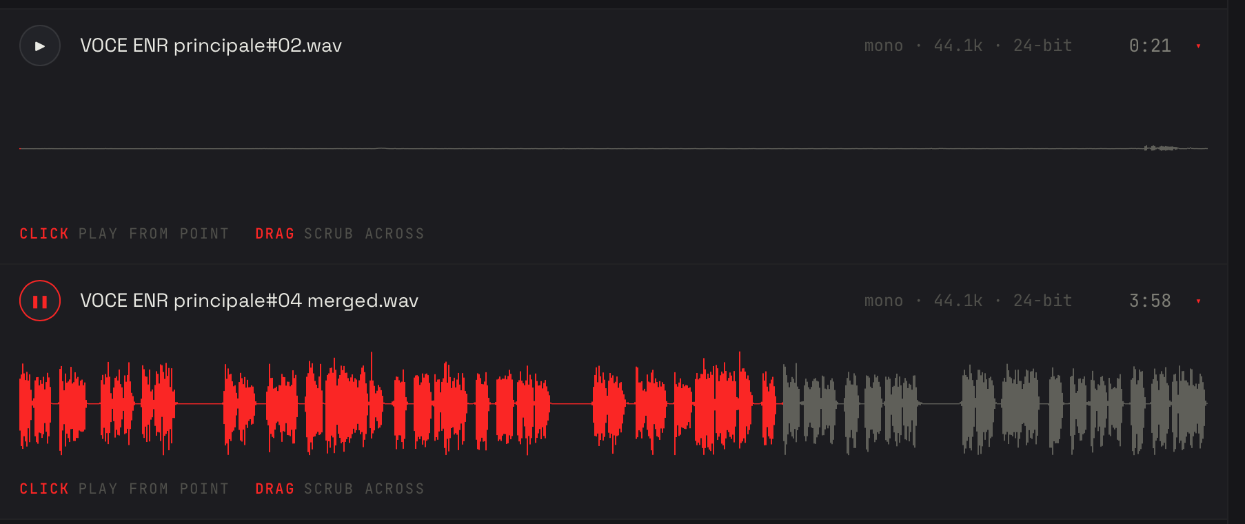 Audio pool con forme d'onda